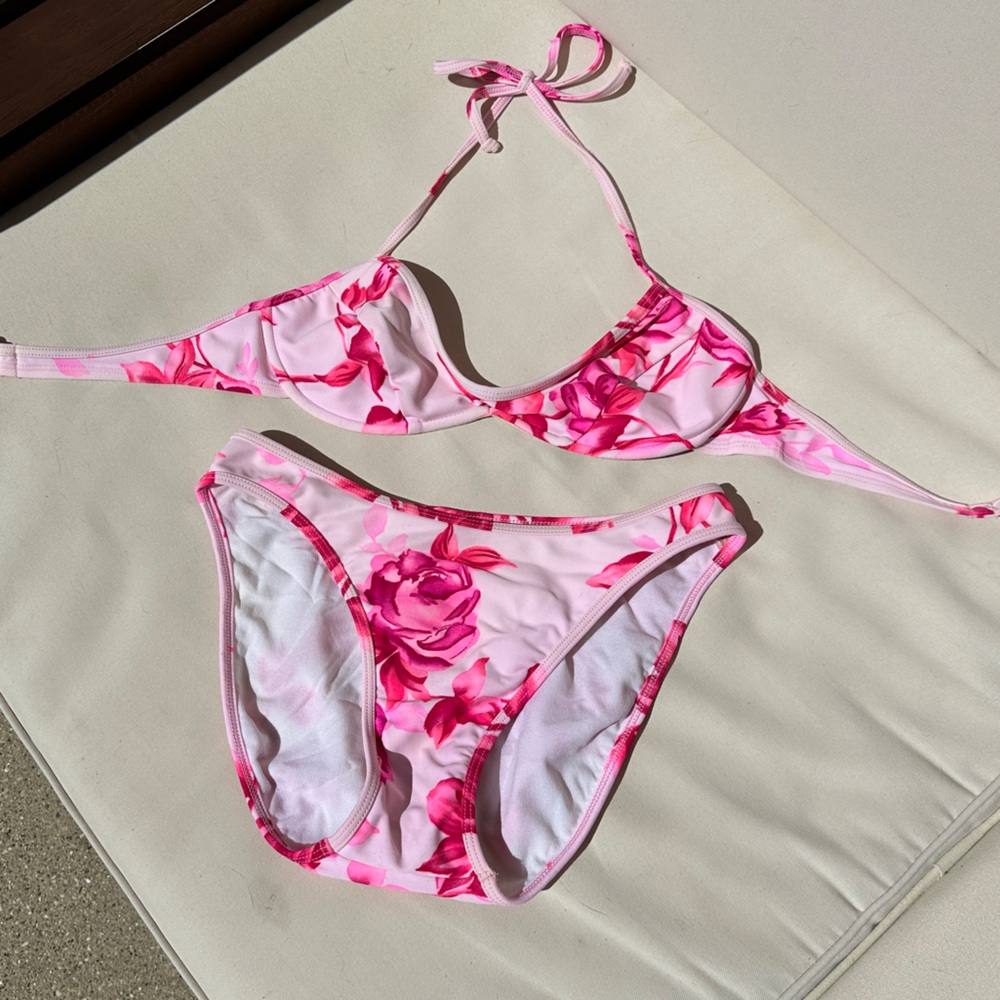 Vintage 90s Pink Floral Bikini